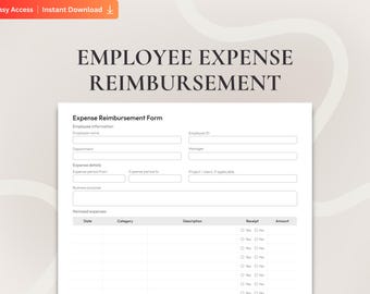 Expense Reimbursement Form PDF, Printable Fillable Expense Tracker, Travel Reimbursement Sheet, Fillable Business Expense Tracker Form