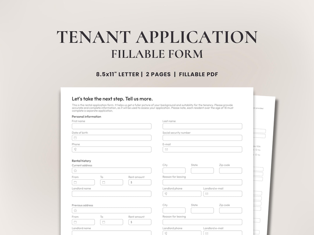 Fillable Rental Application Form for Landlords • Printable Tenancy ...