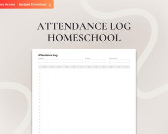 Printable Homeschool Attendance Log Sheet, Yearly Student Attendance Record with Monthly Layout, Daily Homeschool Tracker PDF