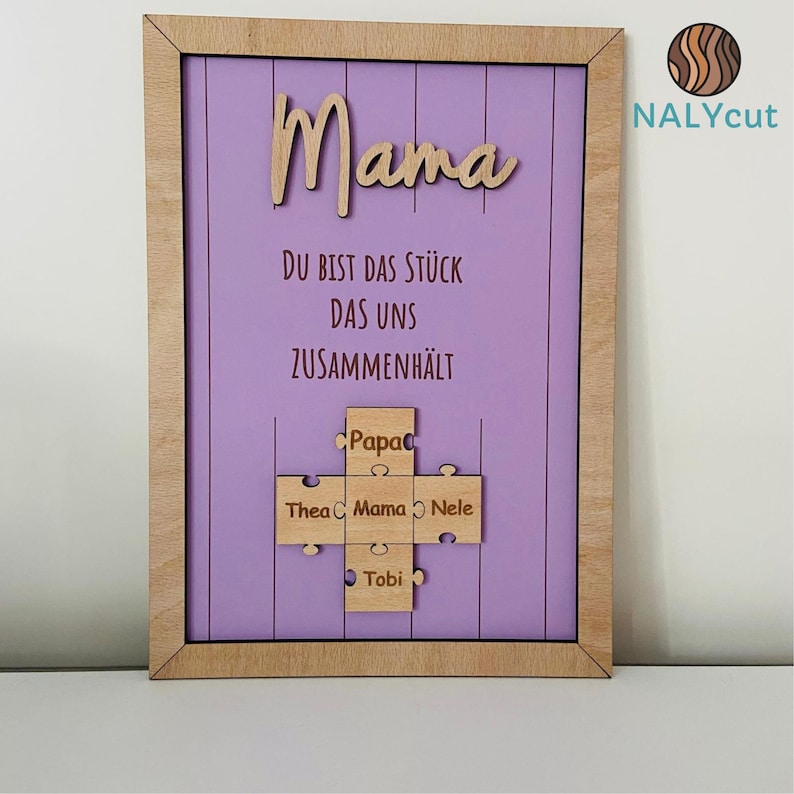 Muttertaggeschenk personalisiert, Puzzle Namen, Bilderrahmen, Geschenk für die Mutter, Geschenk für die Oma Bild 8