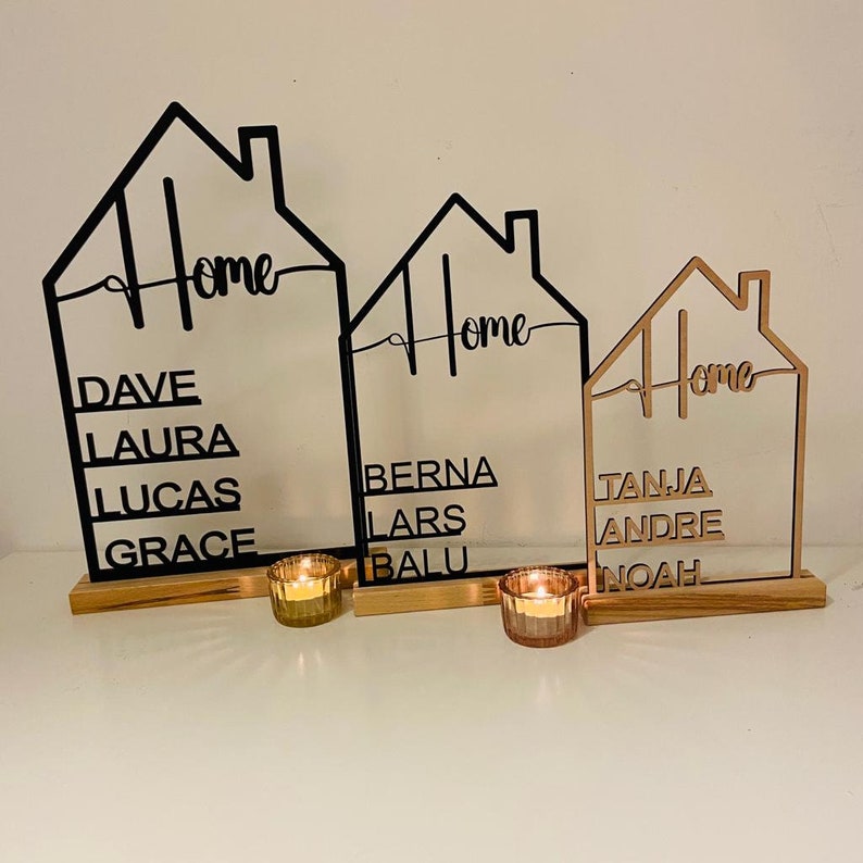 House with name, made of acrylic glass or wood, personalized decorative wall housewarming gift, door sign family, topping out ceremony, Mother's Day, moving image 10