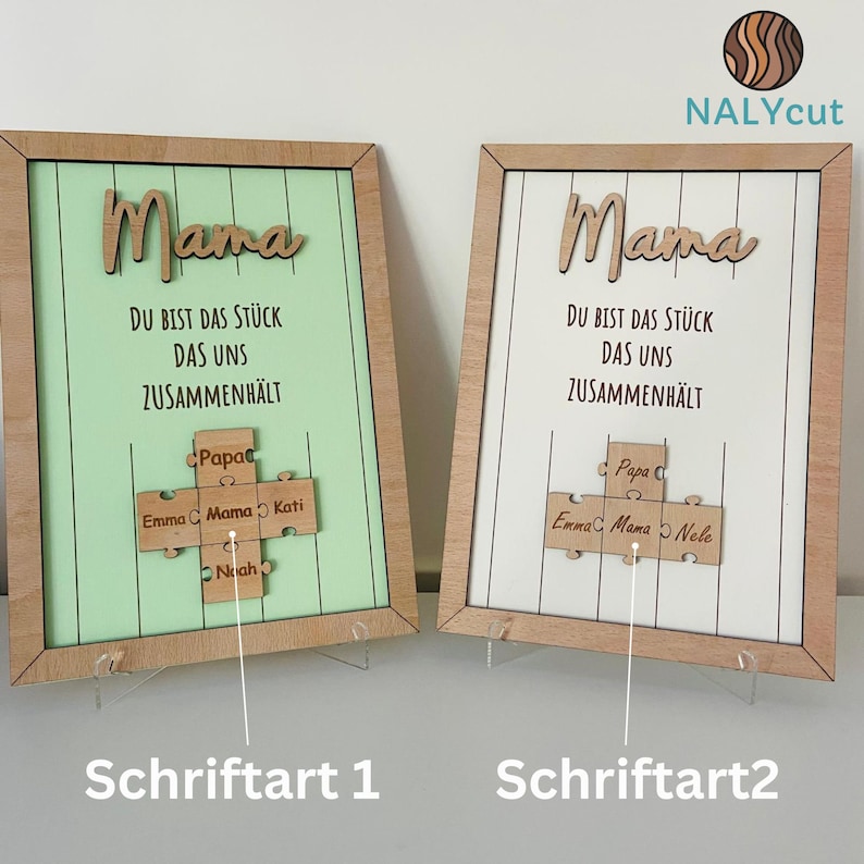 Muttertaggeschenk personalisiert, Puzzle Namen, Bilderrahmen, Geschenk für die Mutter, Geschenk für die Oma Bild 3