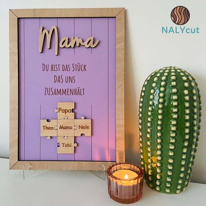 Muttertaggeschenk personalisiert, Puzzle Namen, Bilderrahmen, Geschenk für die Mutter, Geschenk für die Oma Bild 4