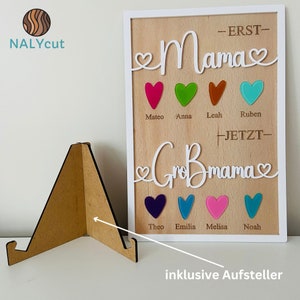 DIY Muttertaggeschenk, Erst Mama, dann Großmama, Schild aus Acrylglas und Holz Geschenk Mutter und Oma, personalisiertes Kinder Namensschild Bild 5