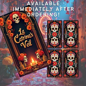 La Catrina's Veil 78-Karten-Digital-Tarot-Deck Ein Sugarskull-Wahrsagewerkzeug für den Tag der Toten Dia de los muertos