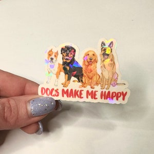 stickers | honden maken me blij | holografisch | dierenartstechnologie | hondenliefhebbers | fokker | trainer | gouden | herder | rotti | pesten