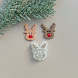 Christmas reindeer clay cutter, Winter polymer clay cutter, clay earring cutter