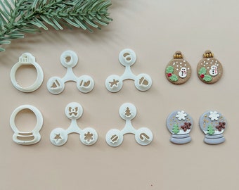 Mini Christmas clay cutter set, mini polymer clay cutter set, stud clay earring cutter