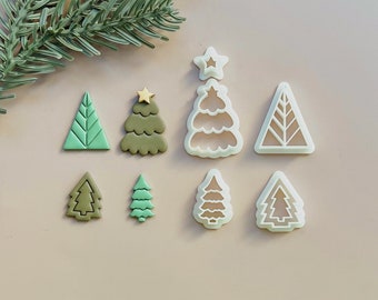 Christmas tree clay cutter set, winter polymer clay cutter set, clay earring cutter