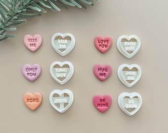 Ensemble de coupe-argile Conversation Heart, ensemble de coupe-argile polymère de la Saint-Valentin, coupe-boucle d’oreille en argile stud