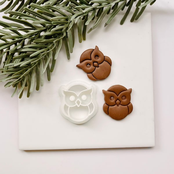 animal owl clay cutter, winter polymer clay cutter, clay earring cutter