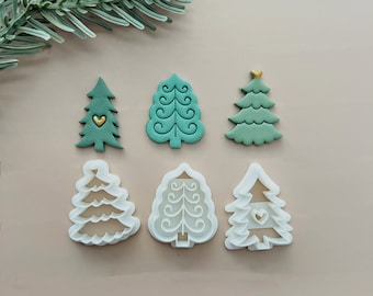 Christmas tree clay cutter set, winter polymer clay cutter set, clay earring cutter