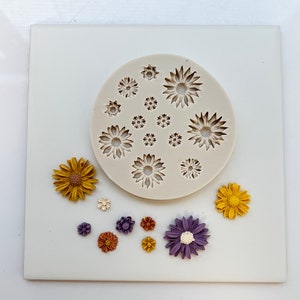 Mini flowers silicone mold for clay jewelry, Polymer Clay Molds