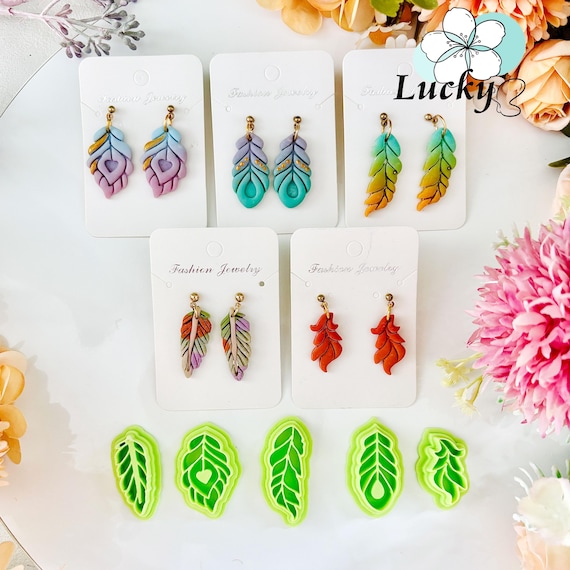 feather polymer clay cutters,  polymer clay cutters set, stud clay earring cutter, polymer clay supply, clay tools
