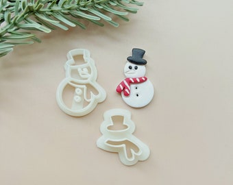 Christmas Snowman clay cutter set, winter polymer clay cutter, xmas clay earring cutter