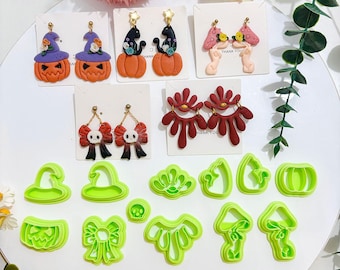 Halloween Polymer Clay Cutters, Fall Polymer Clay Cutters Set, Stud Clay Earring Cutter, Polymer Clay Supply, Clay Tools