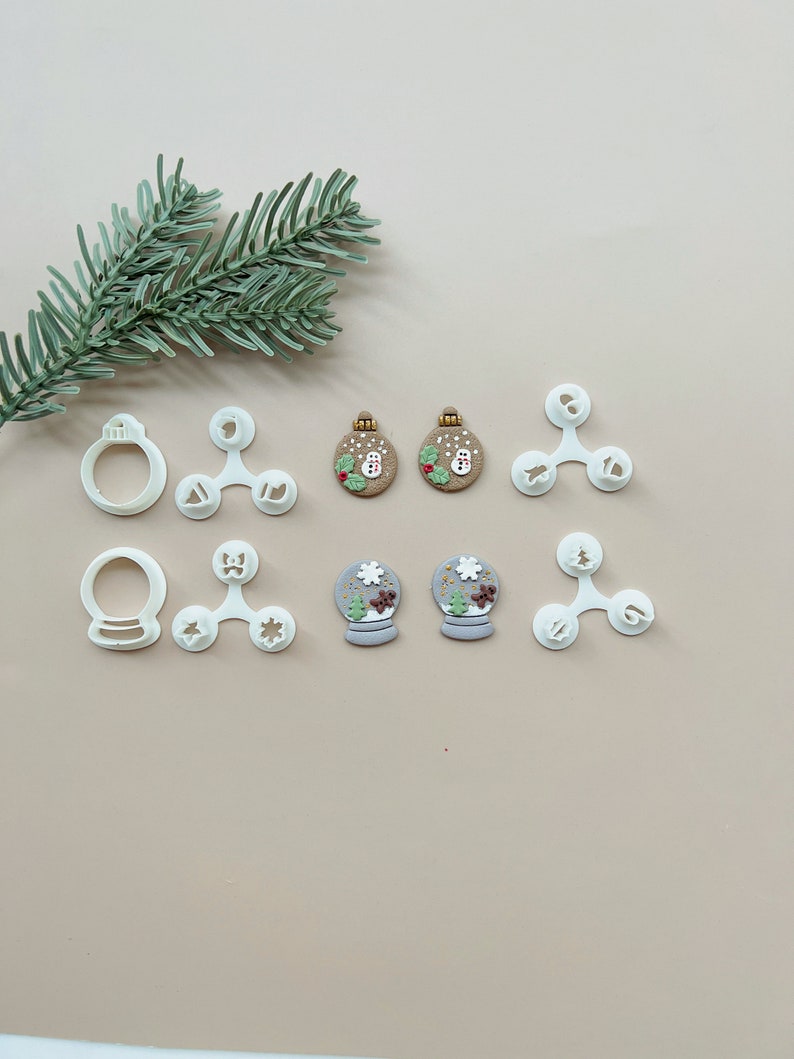 Christmas clay cutter set, winter polymer clay cutter set, stud clay earring cutter