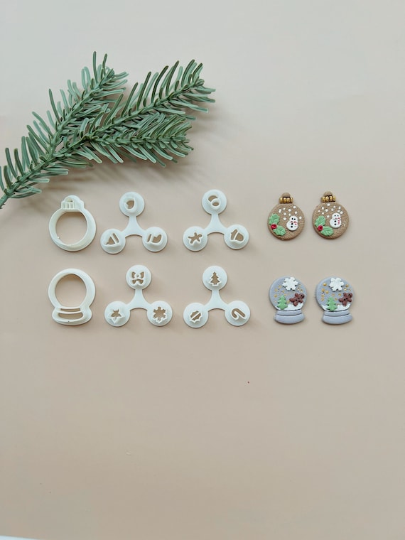 Mini Christmas clay cutter set, mini polymer clay cutter set, stud clay earring cutter