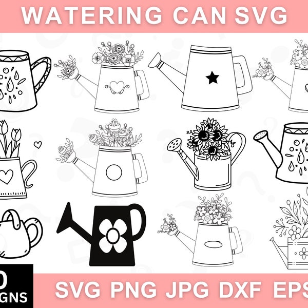 Watering Can Svg, Waterin Can With Flowers Svg, Gardening Svg, Watering Can, Flowers Svg, Water Svg, Svg File For Cricut, Flowers Svg File