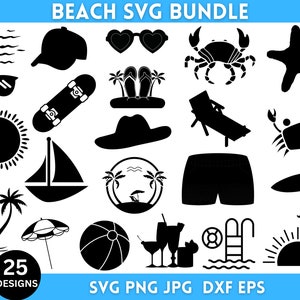 Beach Svg Bundle, Beach Png Bundle, Summer Svg Bundle, Beach Clipart Svg Bundle, Summer Svg, Palm Tree Svg, Instant Download, Beach Life Svg
