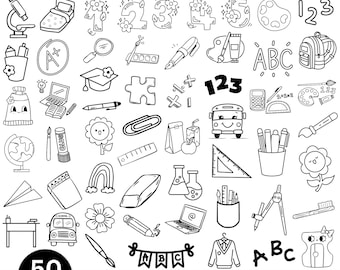 50 Back To School Svg Bundle, Teacher Svg Bundle, School Supplies Svg, Clipart, Vector Files, Teacher Shirt Svg, Silhouette,Instant Download