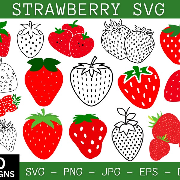 Strawberry Svg Bundle, Strawberry Png, Strawberry Clipart, Strawberry Shirt, Strawberry Vector, Svg For Shirts, Instant Download