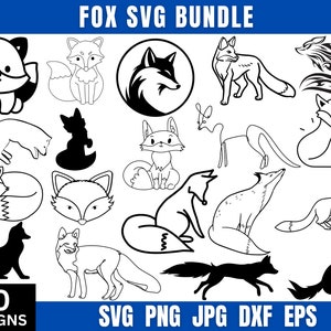 Fox Svg Bundle, Fox Png Bundle, Fox Vector Files, Animal Lover Svg, Fox Clipart, Svg Files For Cricut, Instant Download, Fox Png