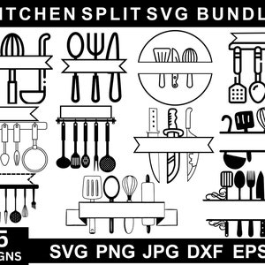Kitchen Split Svg Bundle, Funny Kitchen Svg, Kitchen Svg Bundle, Kitchen Clipart, Kitchen Wall Decor, Housekeeping Svg, Silhouette & Cricut