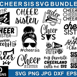 20 Cheer Sister Svg Bundle, Cheer Sis Png, Cheer Sister Clipart, Cheer Sis Dxf, Cheer Sis Vector, Cheer Sister Png, Instant Download, Cricut