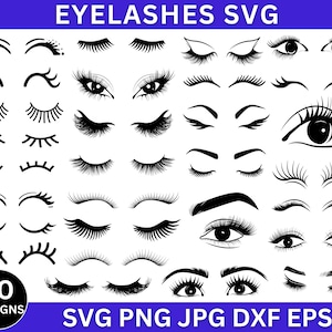 30+ Eyelashes Svg Png Bundle, Eyelashes Svg, Eyebrows Svg, Lash Extensions Svg, Svg Files For Cricut, Instant Download, Women Eyes Svg