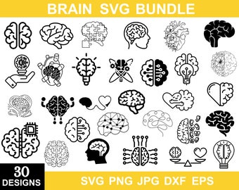 Brain Svg, Brain Png, Brain Clipart, Brain Vector, Brain Svg Bundle, Human Brain, Brain Dxf, Svg File For Cricut, Brain Silhouette