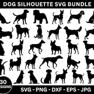 Dog Silhouette Svg Bundle, Dog Svg Png, Cute Dog Cricut, Dog Clipart, Svg Files For Cricut, Commercial Use, Instant Download, Vector Files