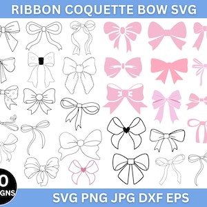 Band Schleife Schleife SVG Bundle, Schleife Schleife svg, Band Schleife svg, Haarschleife svg, Hand gezeichnete Schleife Clipart, svg-Dateien für Cricut, Instant Download