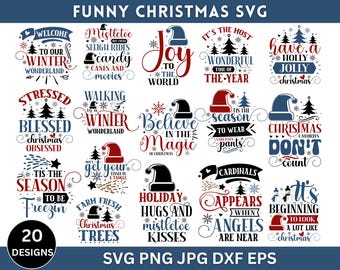 20 Funny Christmas Quotes Svg Bundle, Christmas Svg, Funny Christmas Png, Christmas Silhouette, Christmas Clipart, Instant Download