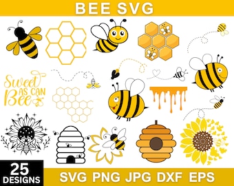 Bee Svg Bundle, Bee Png Bundle, Bee Cut Files, Honeycomb Svg, Bee Clipart, Honey Bee Svg, Honey Svg, Queen Bee Svg, Svg Files For Cricut