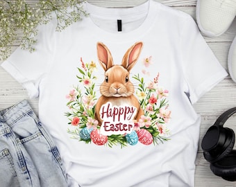 Happy Easter Png, Easter Bunny Png, Floral Bunny Png, Easter Png, Floral Spring Png, Easter Bunny, Sublimation Png, 300 DPI,Instant Download