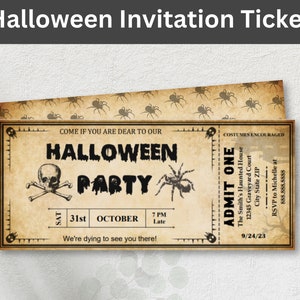 Halloween Ticket Einladung, Halloween Ticket, anpassbare Party Ticket Png, Halloween Tickets, Halloween Einladungen, digitaler Download