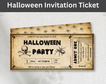 Invitación de entrada de Halloween, Entrada de Halloween, Entrada de fiesta personalizable Png, Entradas de Halloween, Invitaciones de Halloween, Descarga digital