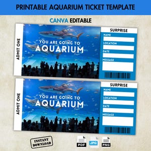 Bearbeitbare Aquarium Überraschungskarte, Erlebnis Geschenkkarte, druckbare Fake Aquarium Überraschungskarte, Geburtstagsgeschenk, Sofort Download