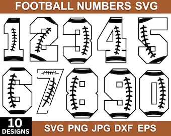 Números de fútbol Svg, Fútbol Svg, Paquete de números Svg, Números de fútbol Png, Camiseta de fútbol Svg, Archivos Svg para Cricut, Archivos vectoriales