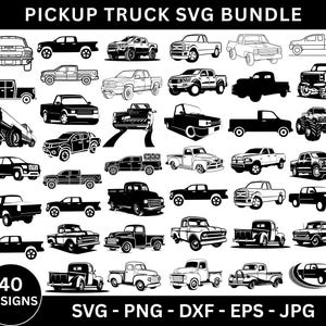 Pickup Truck Svg Bundle, Pickups Truck Png, Pickup Truck Vector, Svg Files For Cricut, Truck Clipart, Instant Download, Silhouette