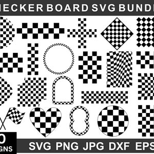 CheckerBoard Svg Bundle, CheckerBoard Png, Checkers Svg, Checkered Flag Svg, Checker Board Pattern, Silhouette, Vector Files / Cricut