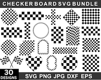 CheckerBoard Svg Bundle, CheckerBoard Png, Checkers Svg, Checkered Flag Svg, Checker Board Pattern, Silhouette, Vector Files / Cricut