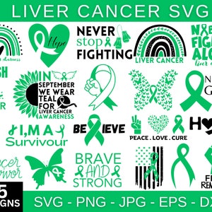 Liver Cancer Svg Bundle, Cancer Awareness Svg / Png, Liver Cancer Ribbon Clipart, Cancer Ribbon Png, Liver Cancer Shirt, Instant Download