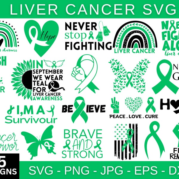 Liver Cancer Svg Bundle, Cancer Awareness Svg / Png, Liver Cancer Ribbon Clipart, Cancer Ribbon Png, Liver Cancer Shirt, Instant Download