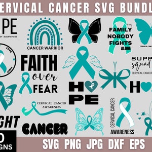 Cervical Cancer Svg Bundle, Cancer Awareness Svg, Cancer Ribbon Svg, Cancer Svg, Cervical Cancer Png, Cancer Ribbon Png, Digital Download