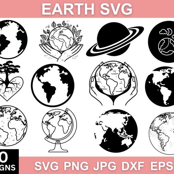 Earth Svg Bundle, Earth Clipart, Earth  Vector, Earth Day Svg, Earth Day, Svg Cut File, Earth Png, Cricut Svg, Svg Files For Cricut