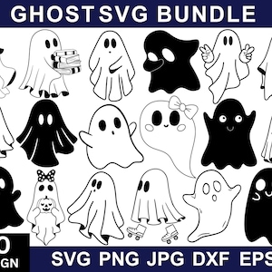 Ghost Svg Bundle, Cute Ghost Png, Ghost Dxf, Horror Svg Cut Files, Popular Svg, Horror Movie Svg Files, Ghost Clipart, Svg Files For Cricut