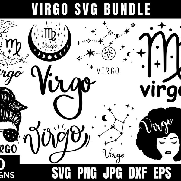 10 + Virgo Svg Bundle, Virgo Png Files, Virgo Clipart, Astrology Svg, Cricut Svg, Virgo Shirt, Svg Files, Svg Files For Cricut, Svg Bundle