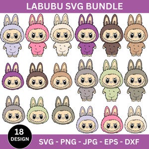 6 Labubu Designs Svg, Labubu Png, Labubuu-sublimatie, T-shirt Design, Monster-tekens, Svg Cut-bestanden, Instant Download
